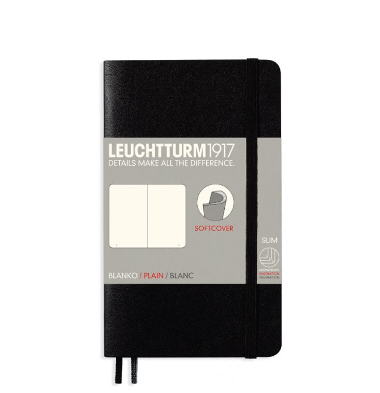 LT Notatbok Plain A6, Sort Hard/ Softcover