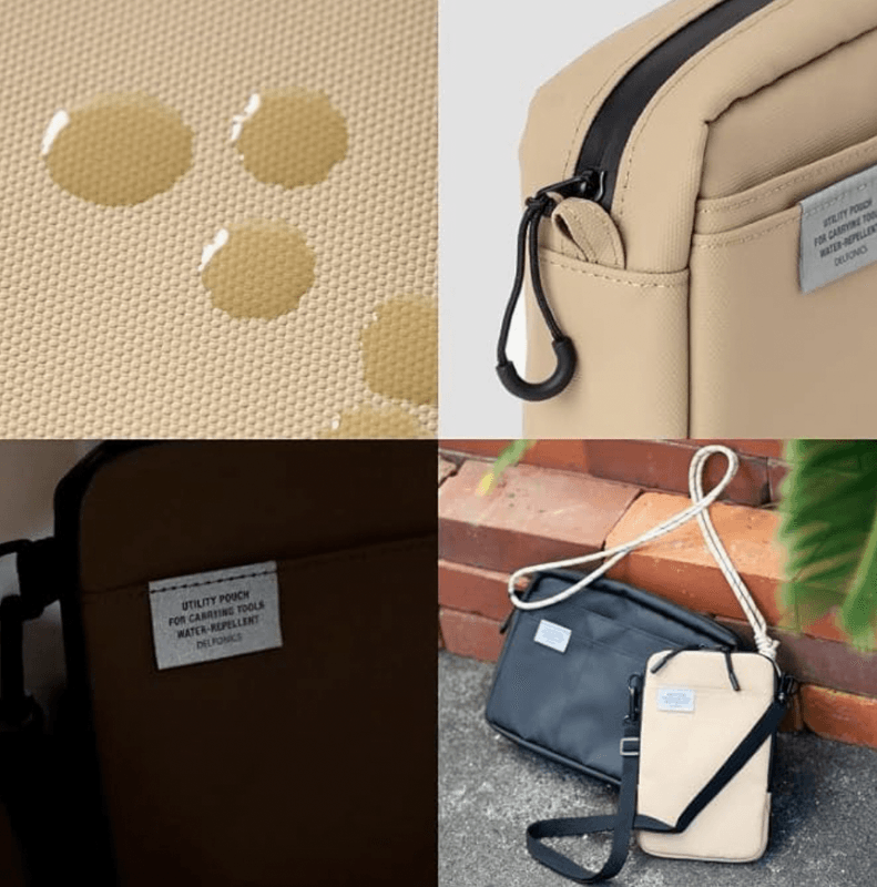 Delfonics Water-Repellent Smartphone bag with shoulder strap, Beige