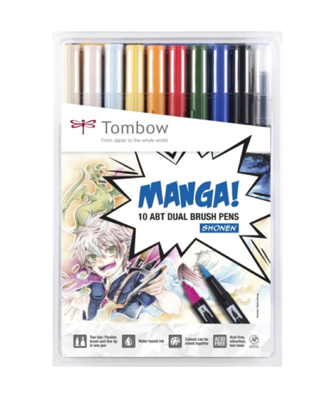 Tombow 10 stk Manga Dual Brush Pens, Shonen