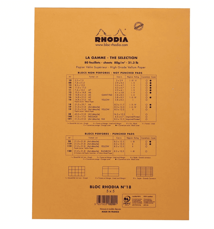 Rhodia Pad Ruter, stiftet A4
