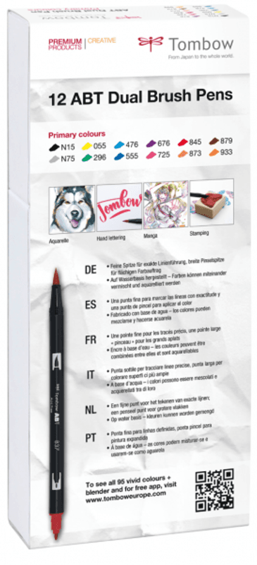 Tombow 12 stk Dual Brush Pens, primary