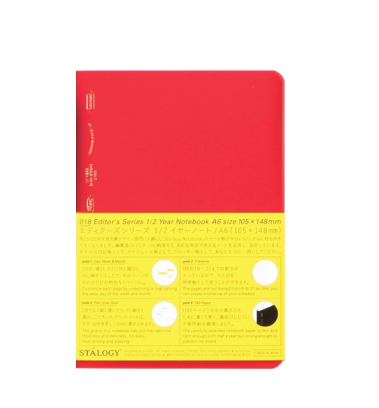 Stalogy Editors Series Notebook, A6 Halvårs, Rød