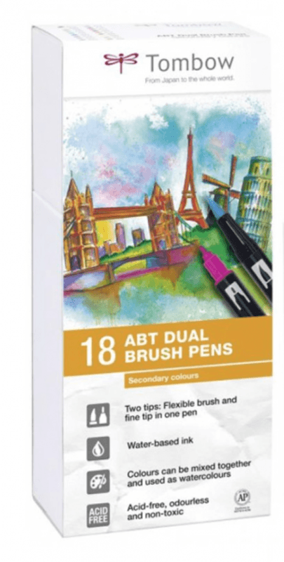 Tombow 18 stk Dual Brush Pens, Primary