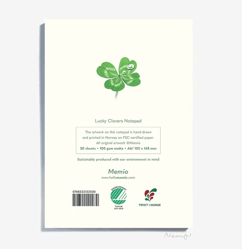 Memio Lucky Clovers Illustrated Pad, A6