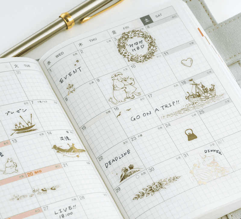 HOBONICHI Moomin Foilstamped Clear Stickers
