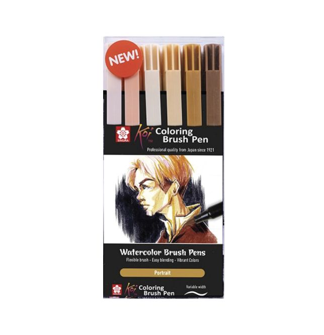 Hovedbilde KOI Coloring Brush Pen, Portrait 6 stk