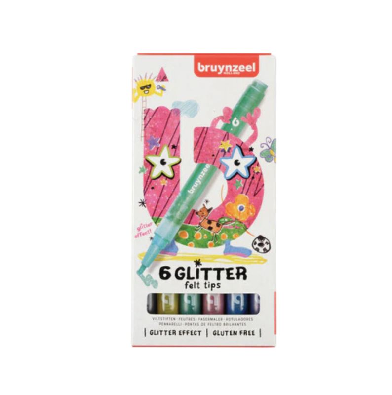 Bruynzeel Glitter Felt Tips Set of 6