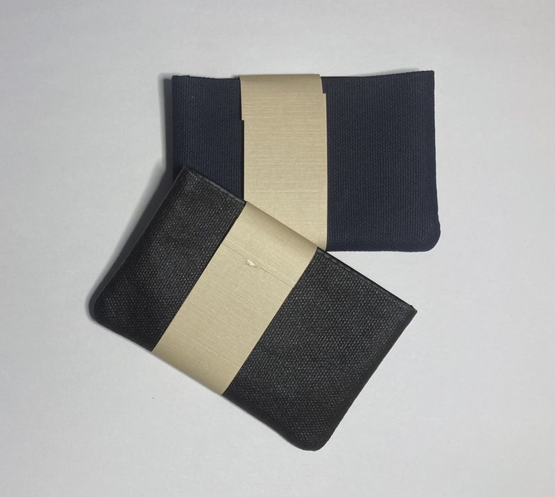 Carré Royal Kortholder Noir Kalveskinn/ Noir Canvas